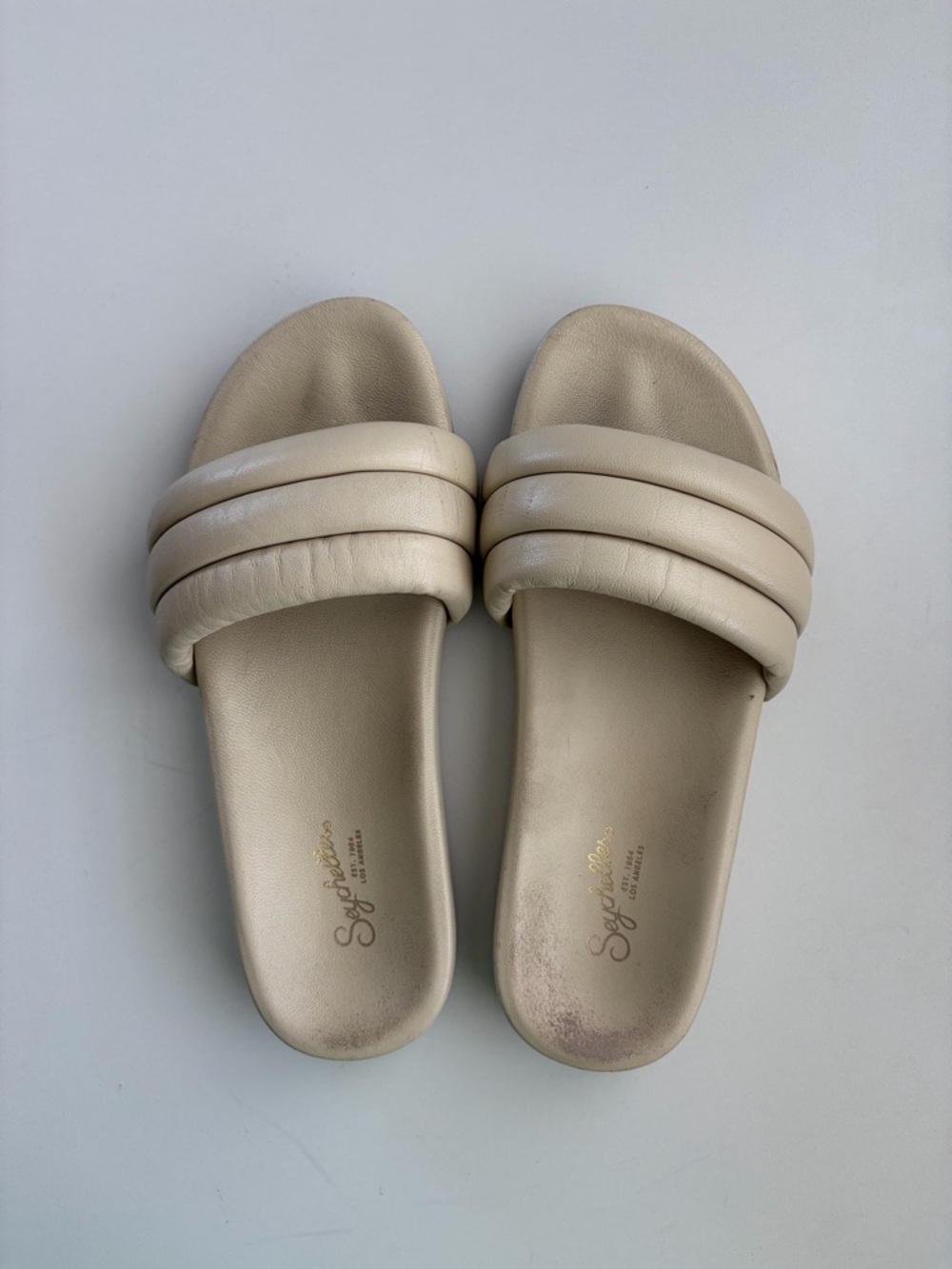 Seychelles Padded Cream Slide Sandals
